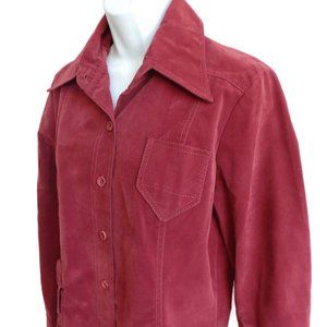 Vintage Patty Woodard California Shirt Jacket Shacket Micro Suede Dagger Collar